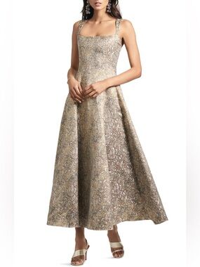 Sachin + Babi Gold Brocade Maxi Dress